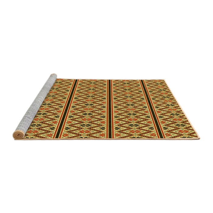 Sideview of Machine Washable Transitional Golden Brown Yellow Rug, wshpat2148yw