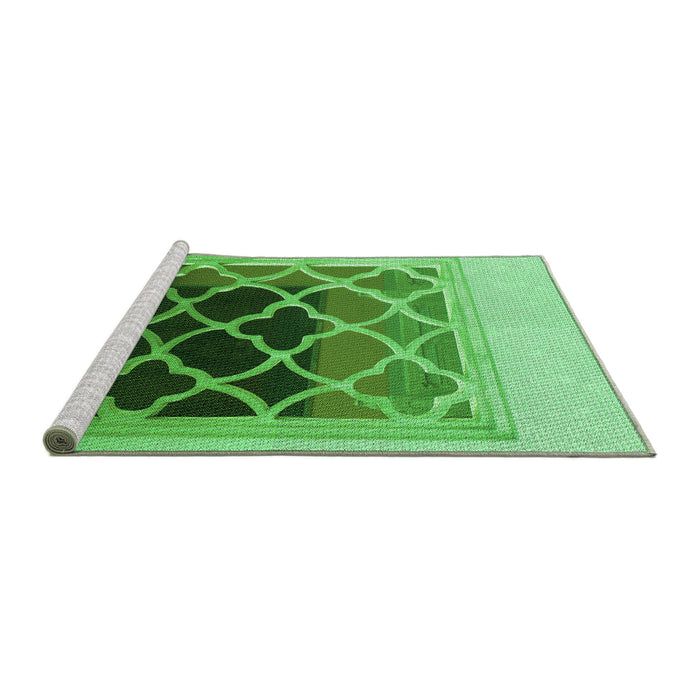 Sideview of Machine Washable Transitional Green Rug, wshpat2149grn
