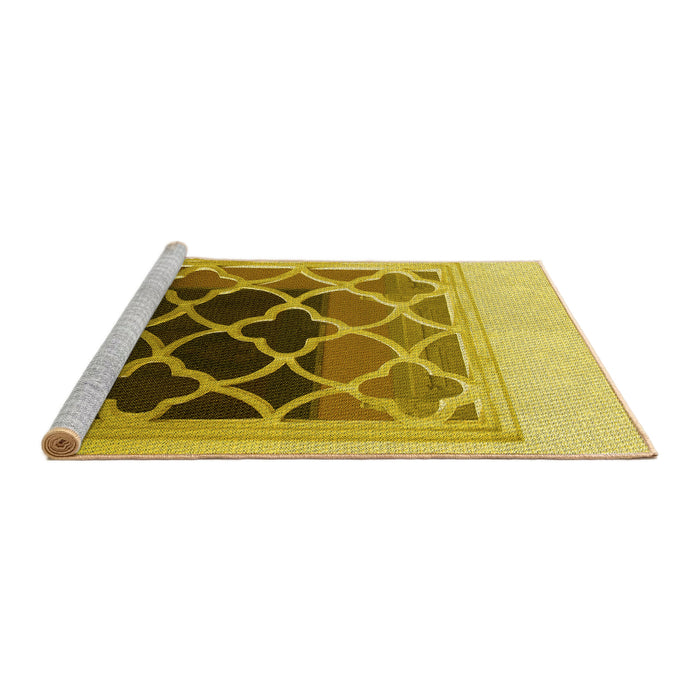 Sideview of Machine Washable Transitional Bright Gold Yellow Rug, wshpat2149yw