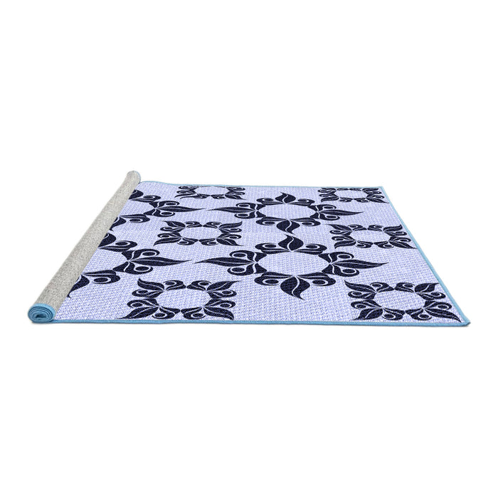 Sideview of Machine Washable Transitional Lavender Blue Rug, wshpat215blu