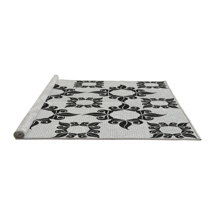 Sideview of Machine Washable Transitional Platinum Gray Rug, wshpat215gry