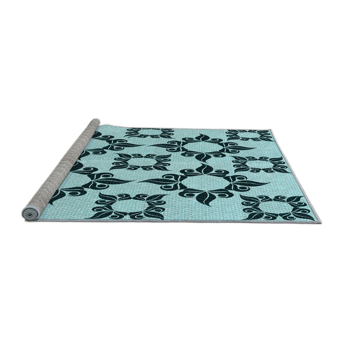 Sideview of Machine Washable Transitional Electric Blue Rug, wshpat215lblu