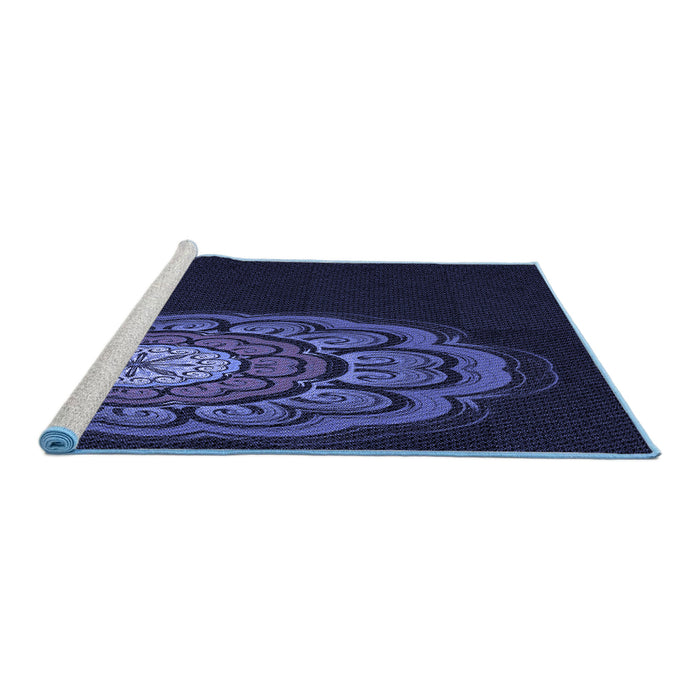 Sideview of Machine Washable Transitional Deep Periwinkle Purple Rug, wshpat2150blu