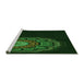 Sideview of Machine Washable Transitional Green Rug, wshpat2150grn