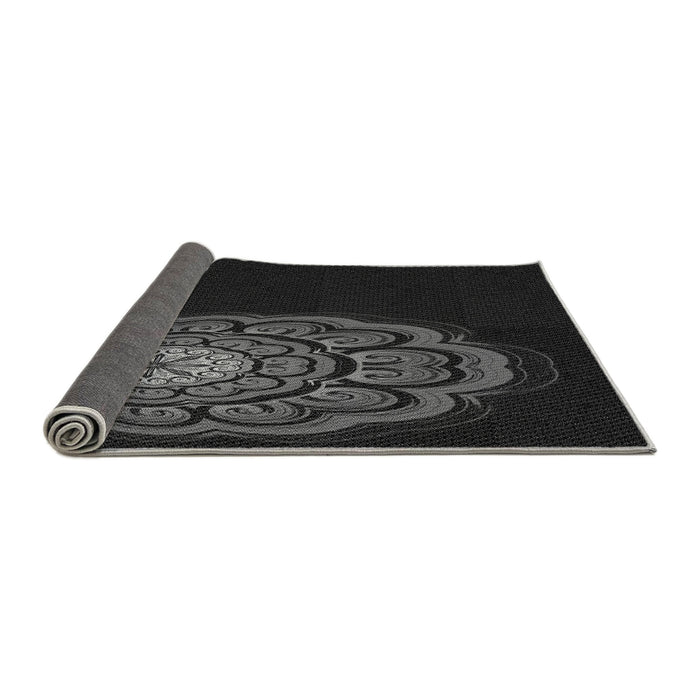 Thickness of Patterned Black Rug, pat2150gry