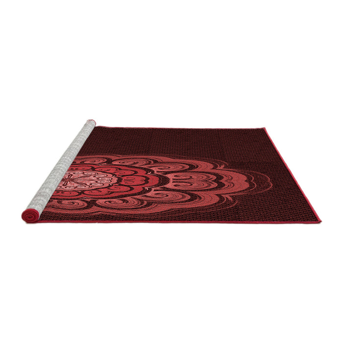 Sideview of Machine Washable Transitional Fire Brick Red Rug, wshpat2150rd