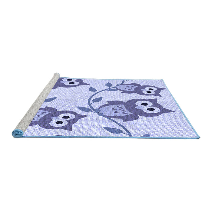 Sideview of Machine Washable Transitional Blue Rug, wshpat2151blu