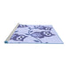 Sideview of Machine Washable Transitional Blue Rug, wshpat2151blu