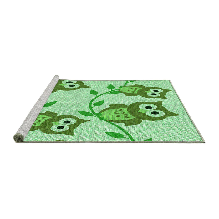 Sideview of Machine Washable Transitional Green Rug, wshpat2151grn