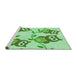 Sideview of Machine Washable Transitional Green Rug, wshpat2151grn