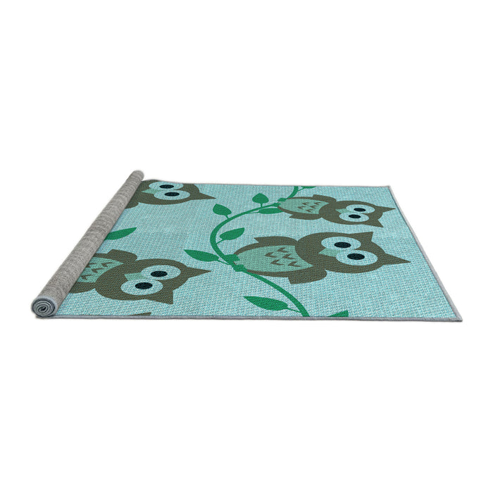 Sideview of Machine Washable Transitional Blue Rug, wshpat2151lblu