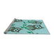 Sideview of Machine Washable Transitional Blue Rug, wshpat2151lblu