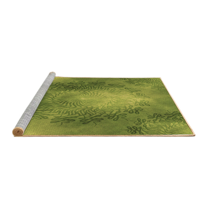 Sideview of Machine Washable Transitional Pistachio Green Rug, wshpat2152brn