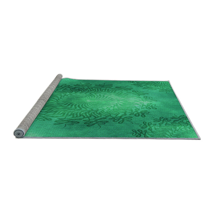 Sideview of Machine Washable Transitional Spring Green Rug, wshpat2152lblu