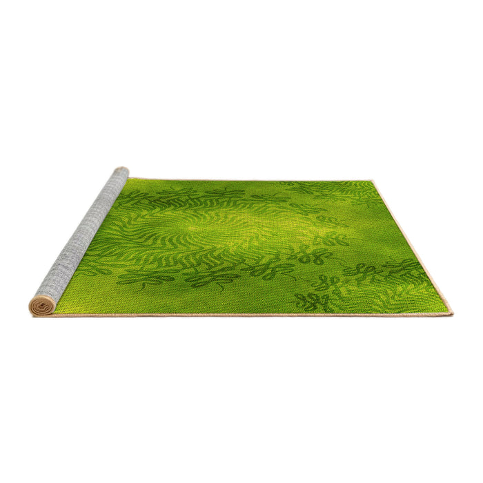 Sideview of Machine Washable Transitional Dark Lime Green Rug, wshpat2152yw