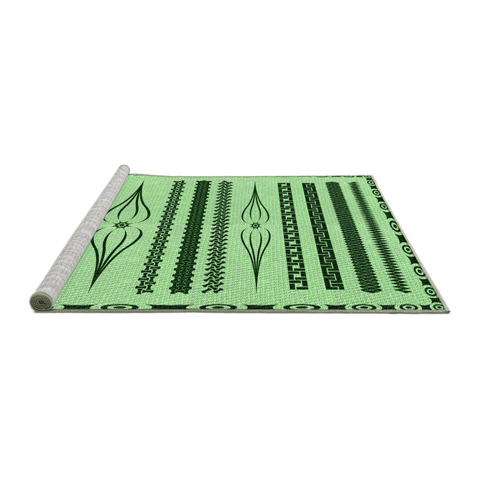 Sideview of Machine Washable Transitional Light Green Rug, wshpat2153grn