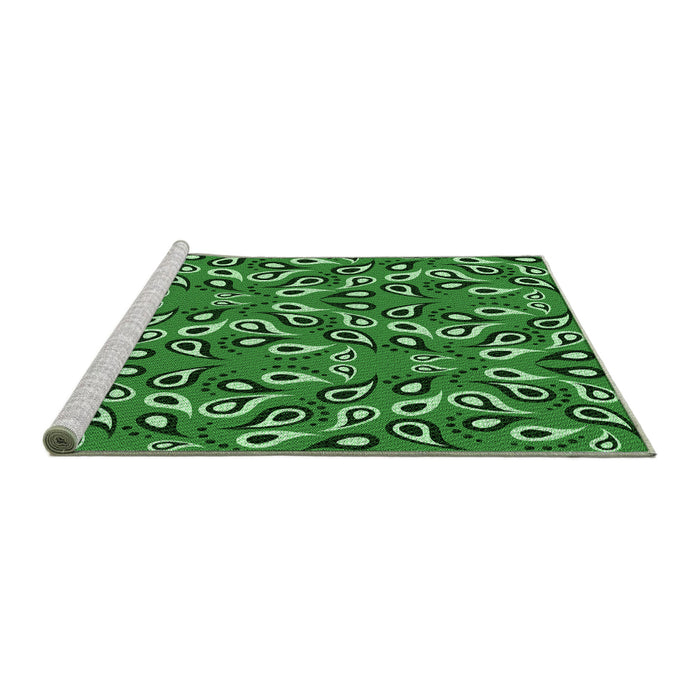 Sideview of Machine Washable Transitional Deep Emerald Green Rug, wshpat2154grn