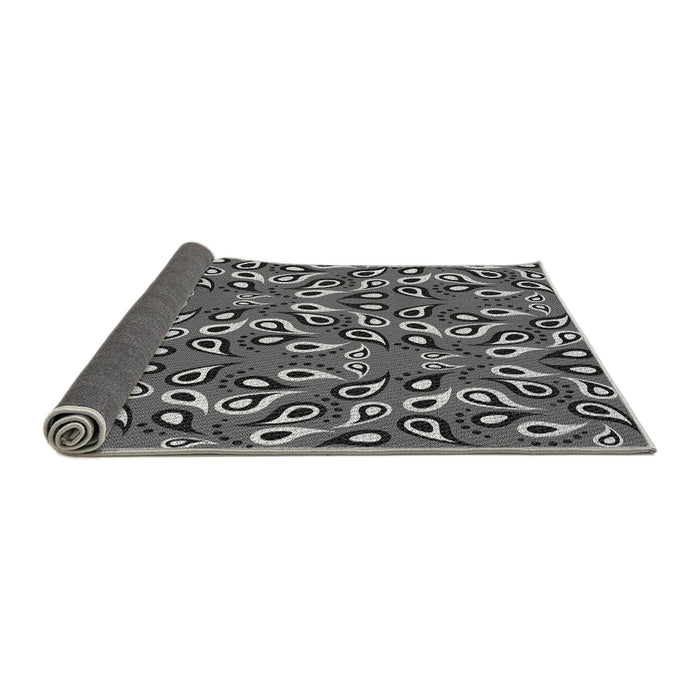 Thickness of Patterned Dark Gray Black Rug, pat2154gry