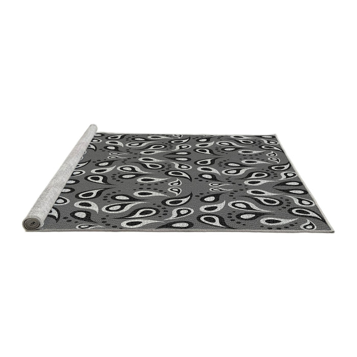 Sideview of Machine Washable Transitional Dark Gray Black Rug, wshpat2154gry