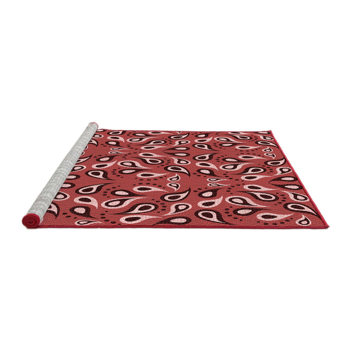 Sideview of Machine Washable Transitional Cranberry Red Rug, wshpat2154rd