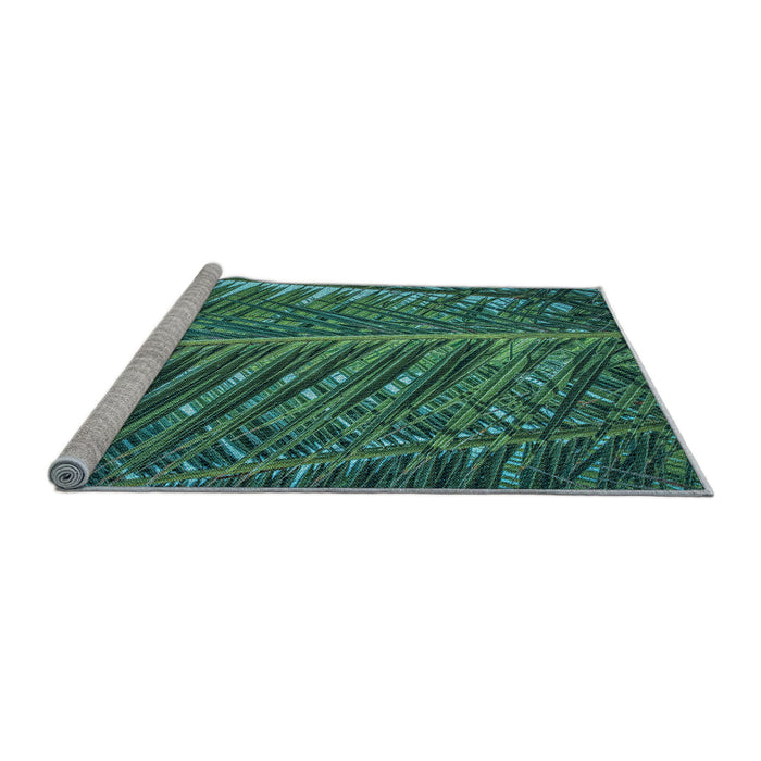 Sideview of Machine Washable Transitional Mint Green Rug, wshpat2156lblu