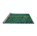 Sideview of Machine Washable Transitional Mint Green Rug, wshpat2156lblu