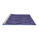Sideview of Machine Washable Transitional Blue Rug, wshpat2157blu