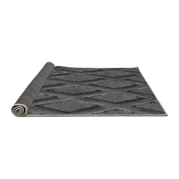 Thickness of Patterned Dark Gray Black Rug, pat2157gry