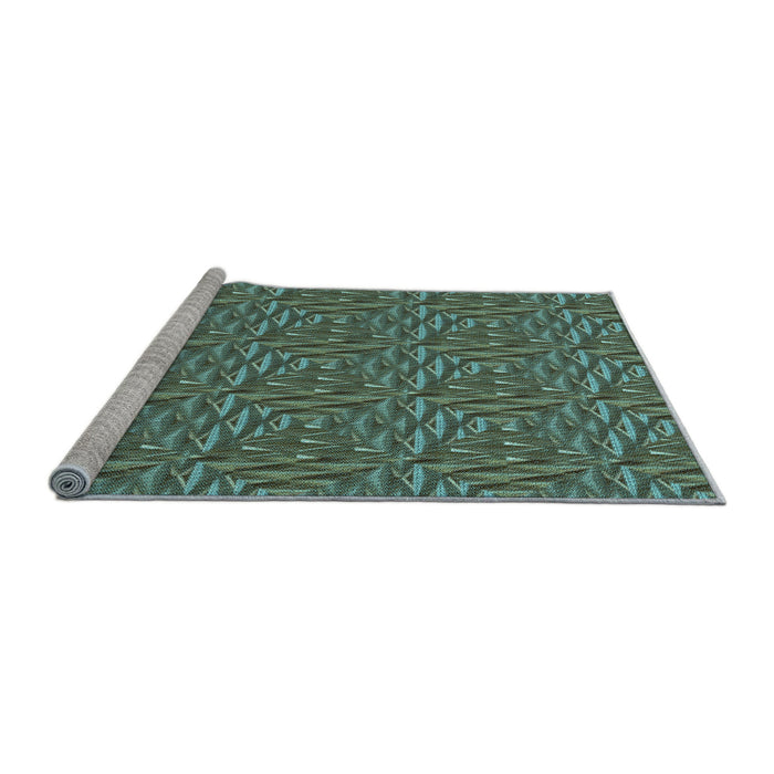 Sideview of Machine Washable Transitional Mint Green Rug, wshpat2158lblu