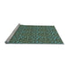 Sideview of Machine Washable Transitional Mint Green Rug, wshpat2158lblu