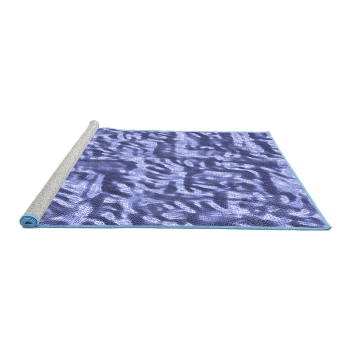Sideview of Machine Washable Transitional Denim Blue Rug, wshpat2159blu