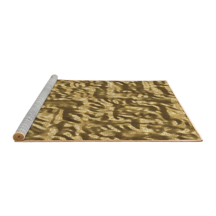 Sideview of Machine Washable Transitional Yellow Rug, wshpat2159brn