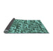 Thickness of Patterned Turquoise Green Rug, pat2159lblu