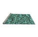 Sideview of Machine Washable Transitional Turquoise Green Rug, wshpat2159lblu