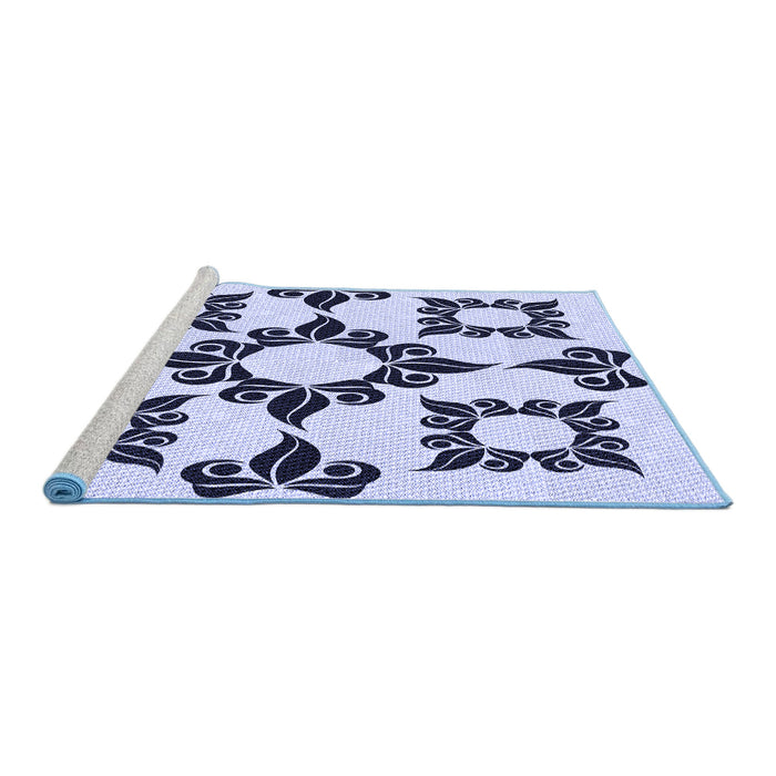Sideview of Machine Washable Transitional Lavender Blue Rug, wshpat216blu