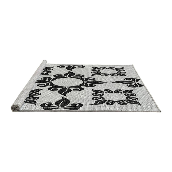 Sideview of Machine Washable Transitional Carbon Gray Rug, wshpat216gry