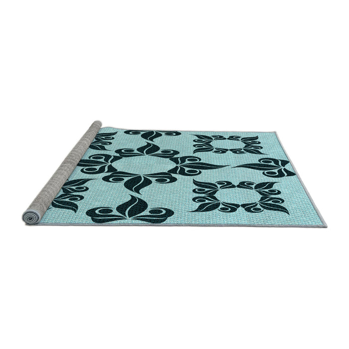 Sideview of Machine Washable Transitional Electric Blue Rug, wshpat216lblu