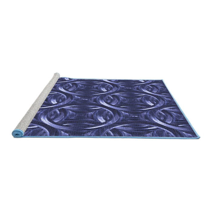 Sideview of Machine Washable Transitional Midnight Blue Rug, wshpat2161blu