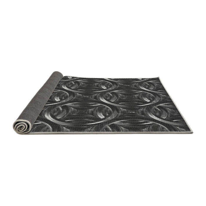 Thickness of Patterned Charcoal Black Rug, pat2161gry