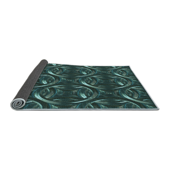 Thickness of Patterned Aquamarine Stone Green Rug, pat2161lblu