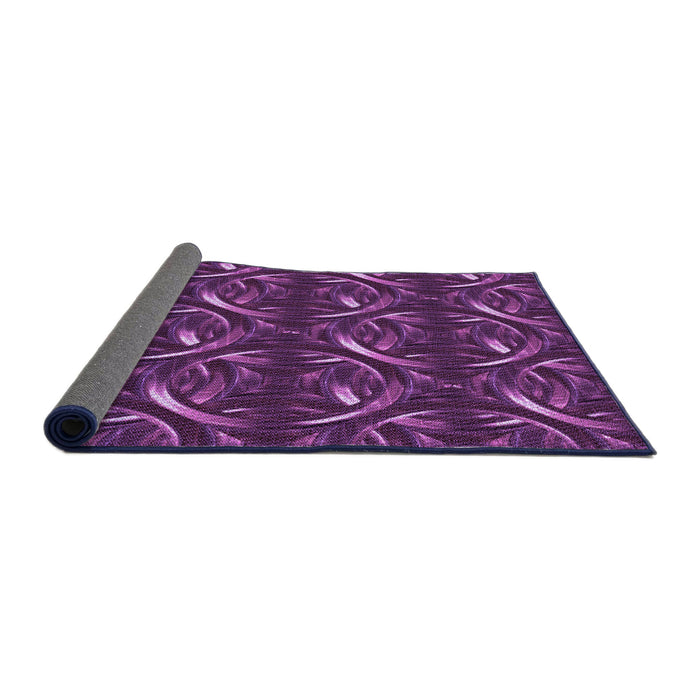 Thickness of Patterned Plum Velvet Purple Rug, pat2161pur