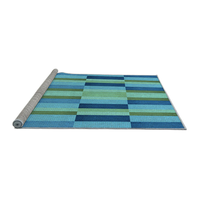 Sideview of Machine Washable Transitional Blue Rug, wshpat2162lblu