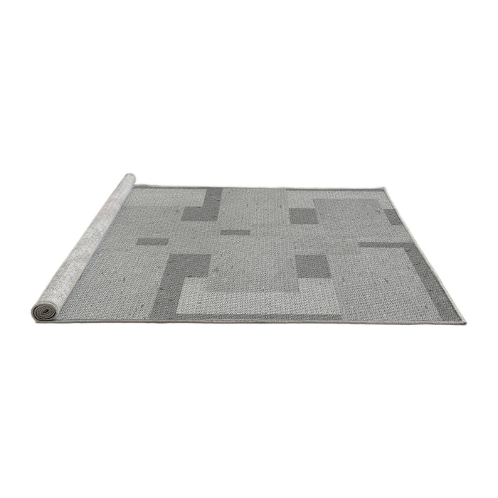 Sideview of Machine Washable Transitional Silver Gray Rug, wshpat2163gry