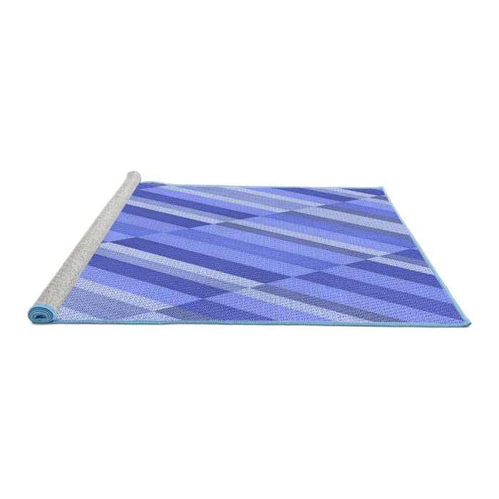 Sideview of Machine Washable Transitional Blue Rug, wshpat2164blu