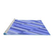 Sideview of Machine Washable Transitional Blue Rug, wshpat2164blu