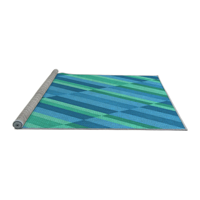 Sideview of Machine Washable Transitional Bright Turquoise Blue Rug, wshpat2164lblu