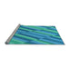 Sideview of Machine Washable Transitional Bright Turquoise Blue Rug, wshpat2164lblu