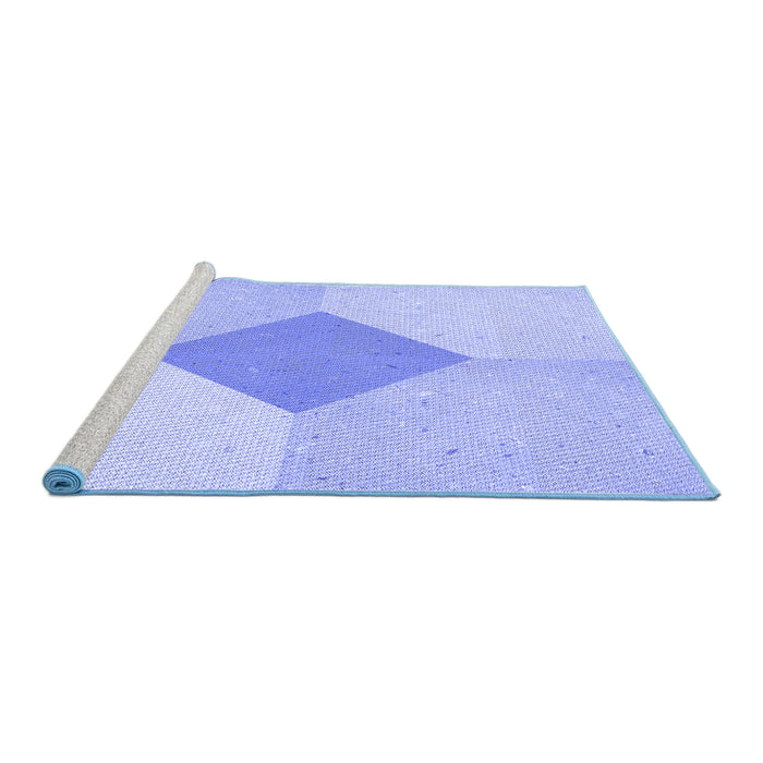 Sideview of Machine Washable Transitional Sky Blue Rug, wshpat2165blu