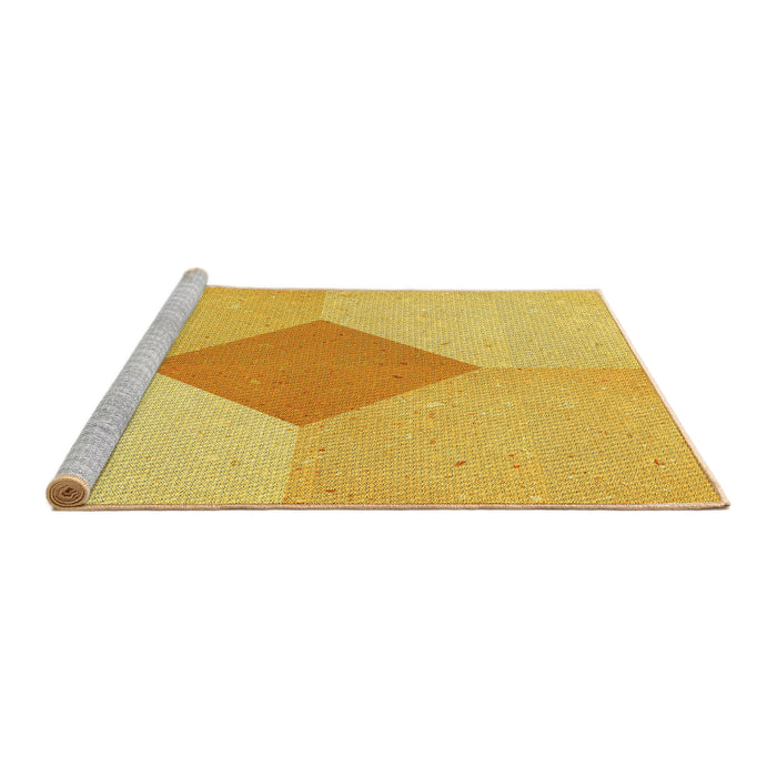 Sideview of Machine Washable Transitional Yellow Rug, wshpat2165yw