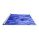 Sideview of Machine Washable Transitional Blue Rug, wshpat2167blu